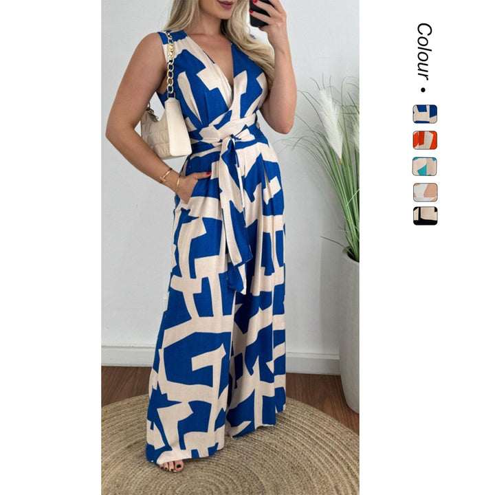 Women's jumpsuit with deep V-neckline and elegant waist Lune London