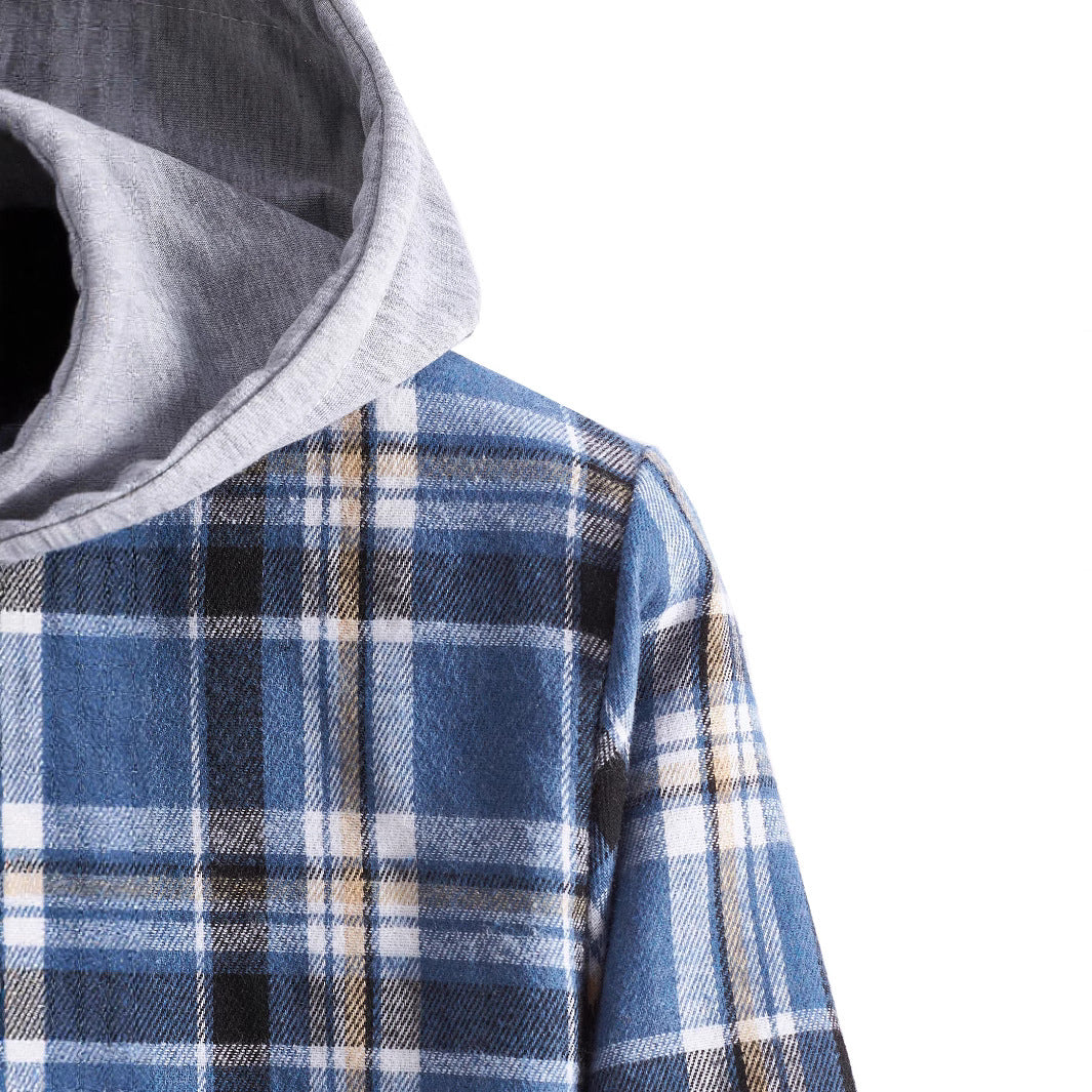 Men's flannel shirt with integrated hood Lisslune