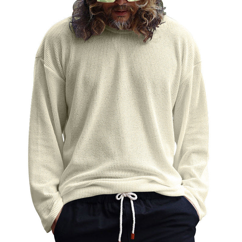 Men's casual long-sleeved T-shirt with textured surface and modern round neck Lisslune