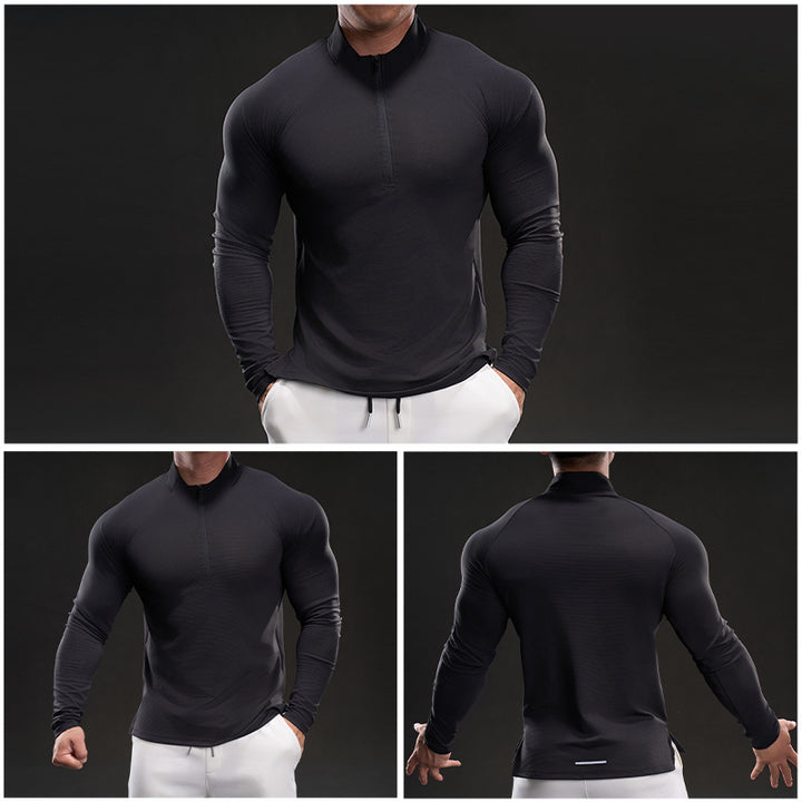 Men's Sporty Long-Sleeve Shirt with Full Zip Lisslune