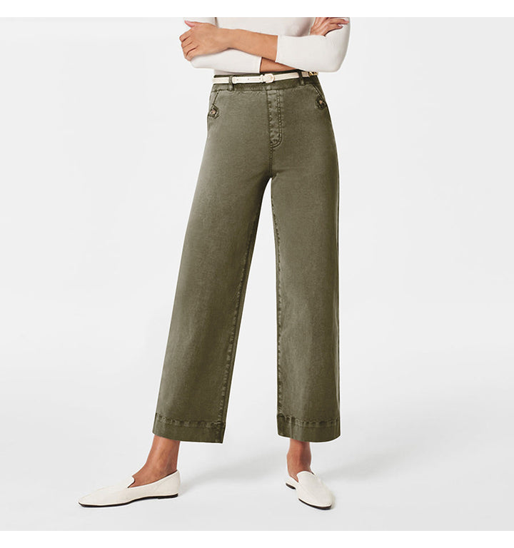 Damen Weite High-Waist Hose mit modischen Knopfdetails Lisslune