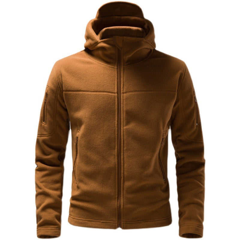 Men's fleece jacket with hood and functional pockets Lisslune