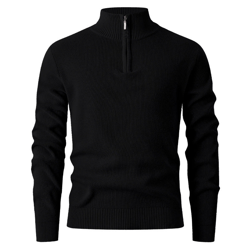 Men's knit sweater with modern stand-up collar and functional zipper Lisslune