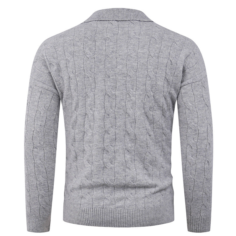 Men's sweater with modern cable pattern and polo collar Lisslune