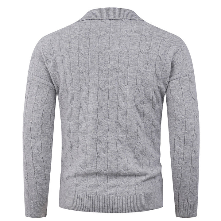 Men's sweater with modern cable pattern and polo collar Lisslune