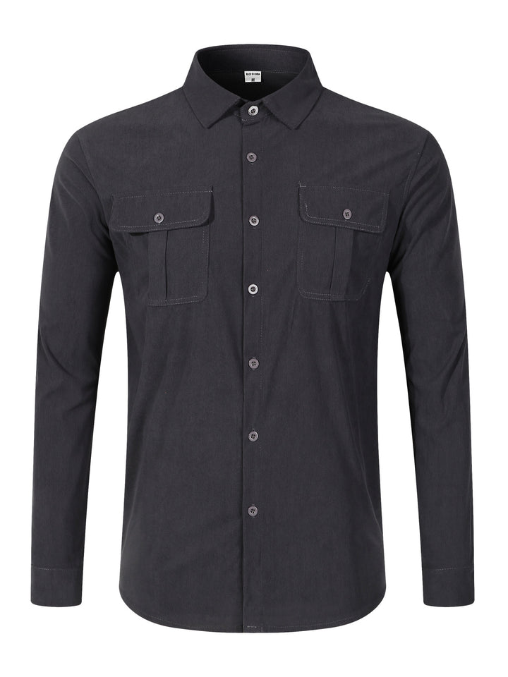 Men's long-sleeve shirt with practical chest pockets and durable fabric Lisslune