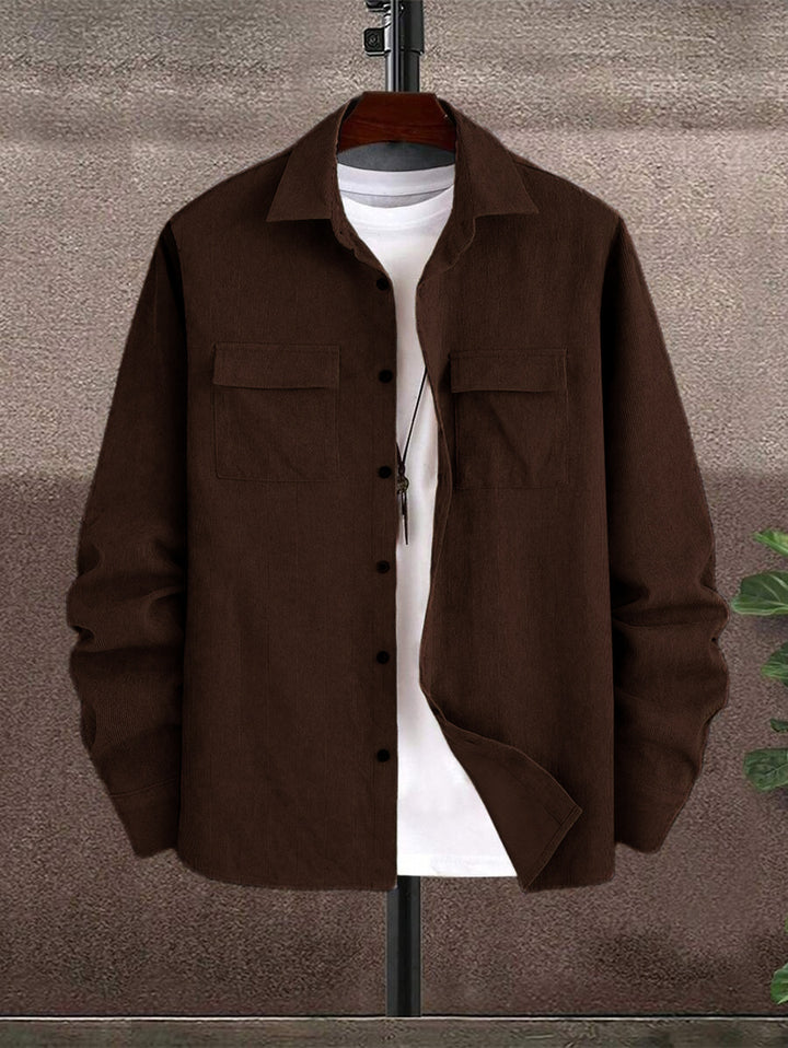 Men's Casual Shirt Jacket with Two Chest Pockets and Textured Design Lisslune