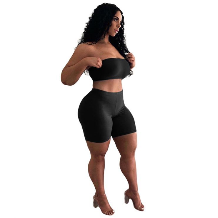 Women's Crop Top and Shorts Set with Elastic Waistband and Figure-Shaping Cut Lisslune