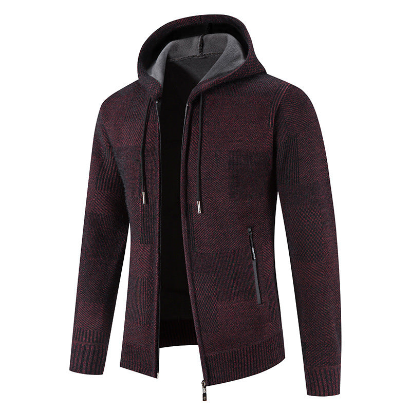 Men's cardigan with hood and modern structural elements Lisslune