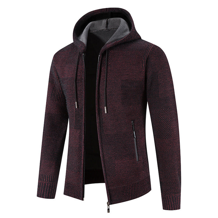 Men's cardigan with hood and modern structural elements Lisslune