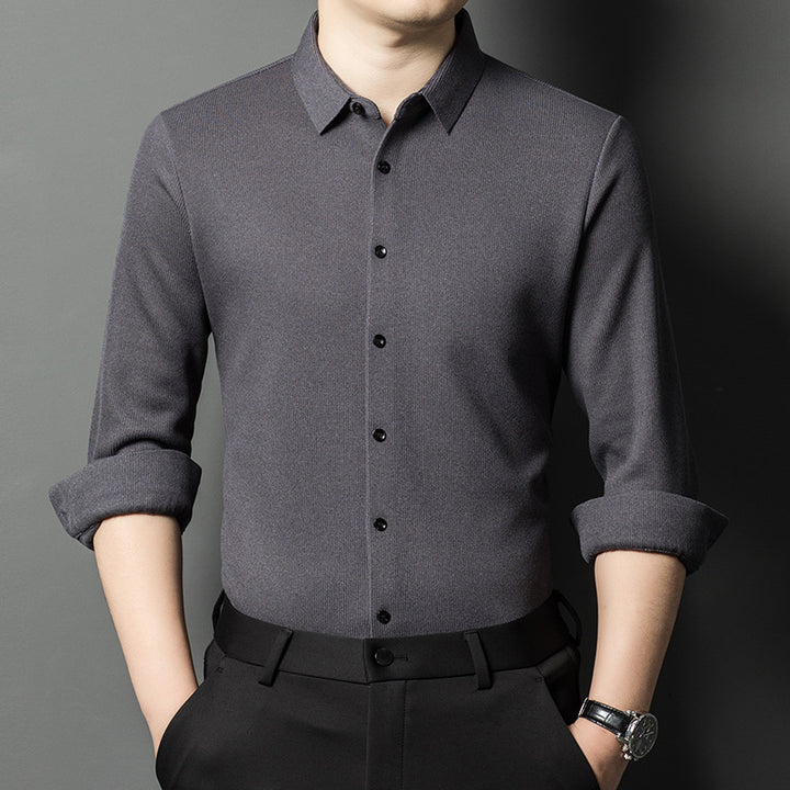 Men's Elegant Long Sleeve Shirt with Fine Structural Design Lisslune