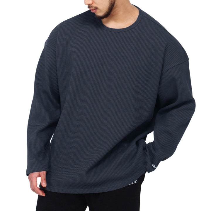 Men's casual oversized pullover made of textured cotton blend Lisslune