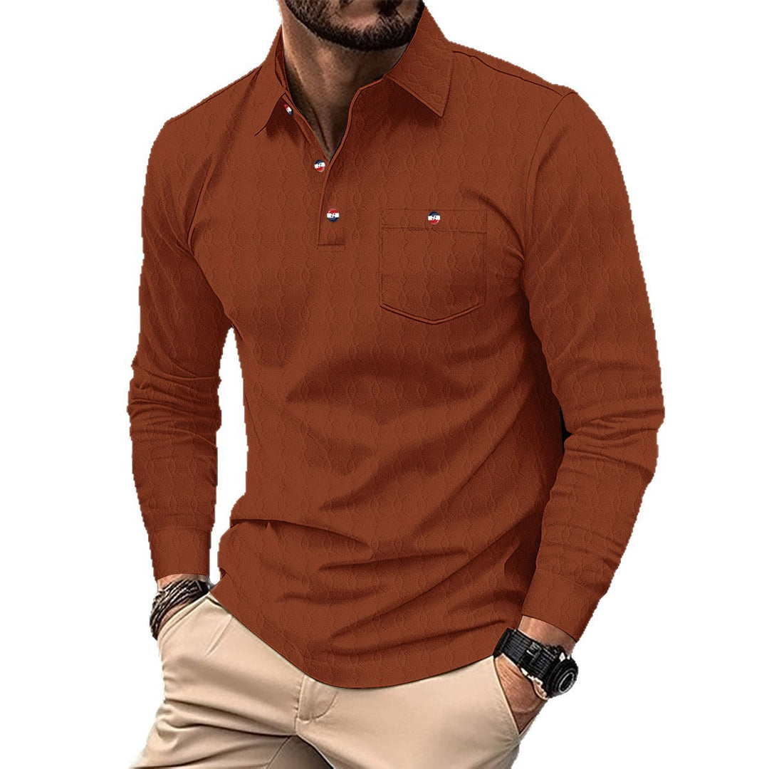 Men's long-sleeve shirt with textured design and stylish accents Lisslune