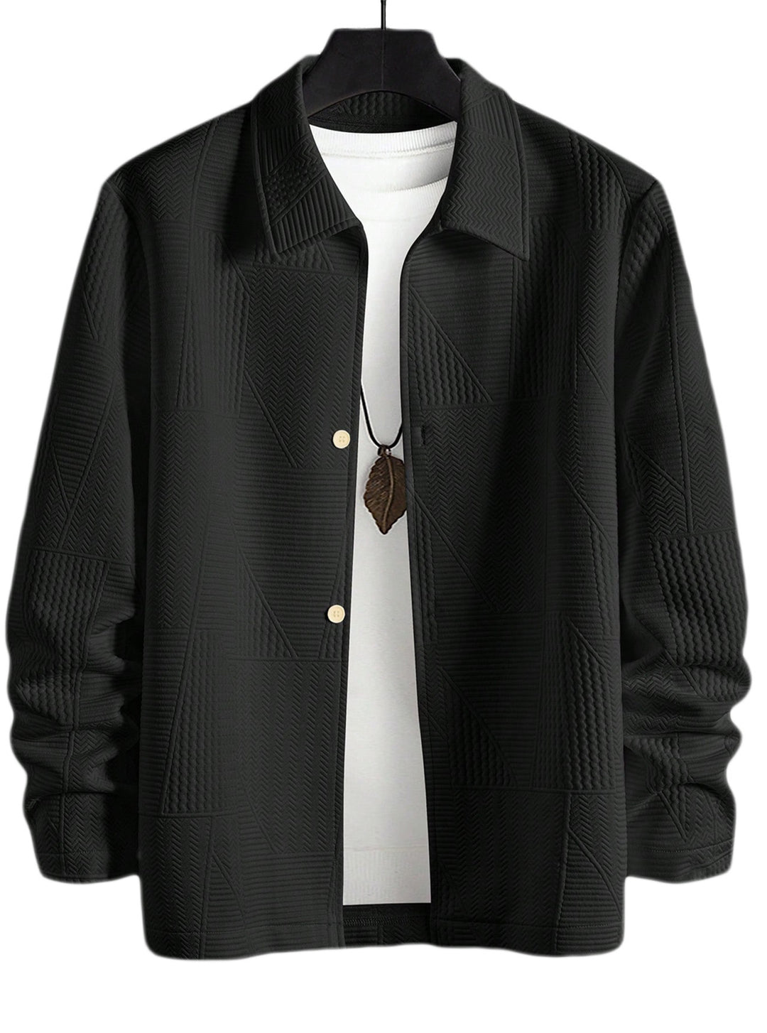 Men's fashionable shirt jacket with textured design and practical buttons Lisslune