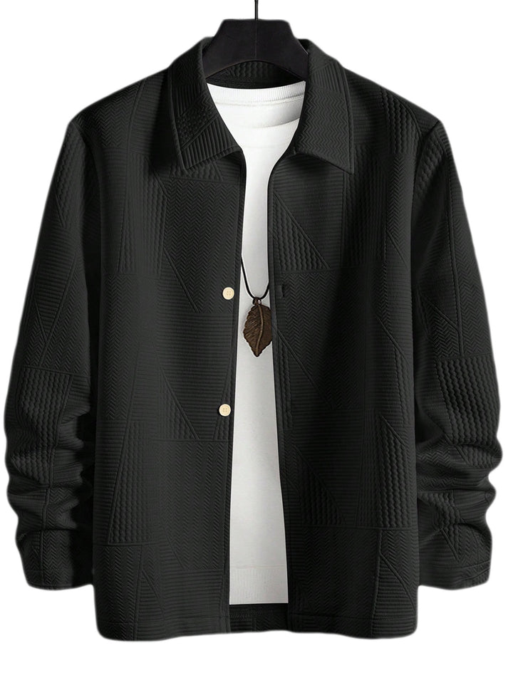Men's fashionable shirt jacket with textured design and practical buttons Lisslune