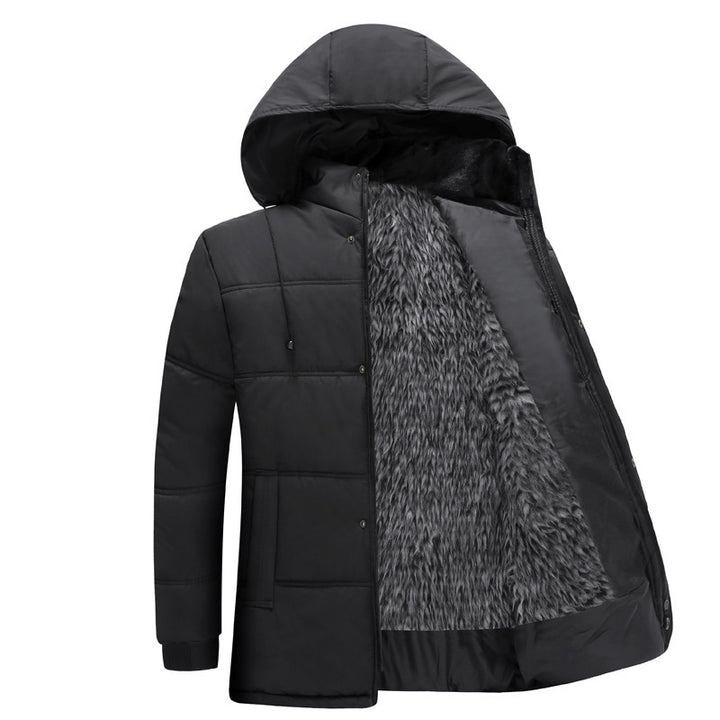 Men's quilted winter jacket with fluffy inner lining and adjustable hood collar Lisslune