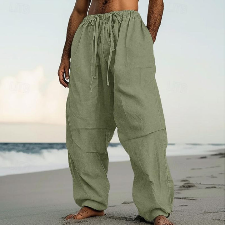 Men's airy linen pants with elastic waistband Lisslune