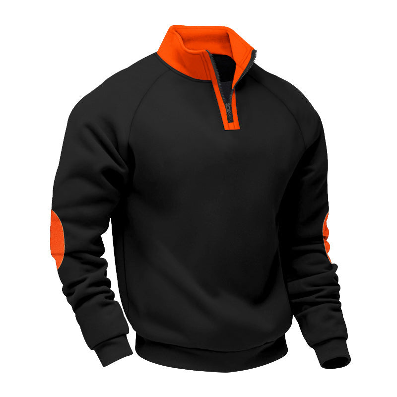 Men's sporty pullover with stand-up collar and practical zipper details Lisslune