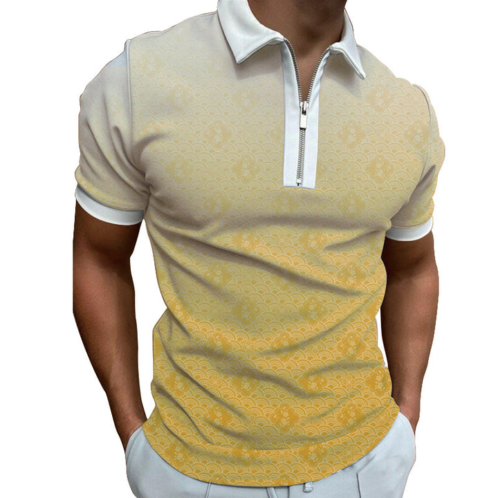 Men's polo shirt with modern graphic pattern and zipper Lisslune