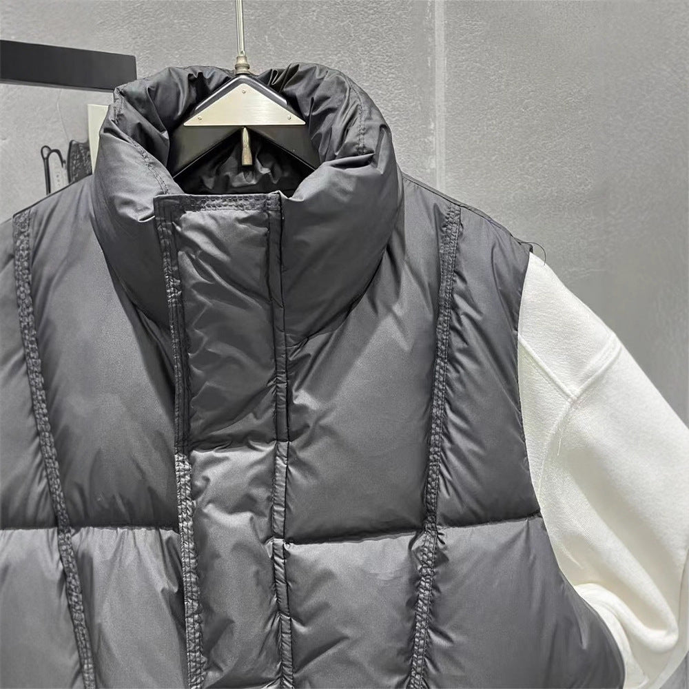 Men's Insulating Quilted Vest with High Collar and Practical Pockets Lisslune