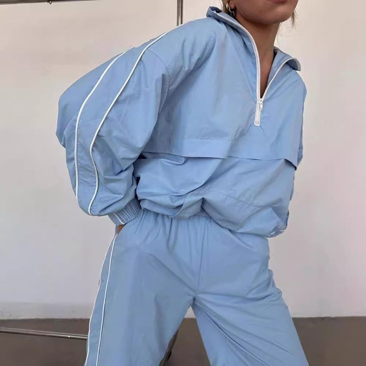 Women's sporty anorak jacket with zipper and ribbed sleeves Lisslune