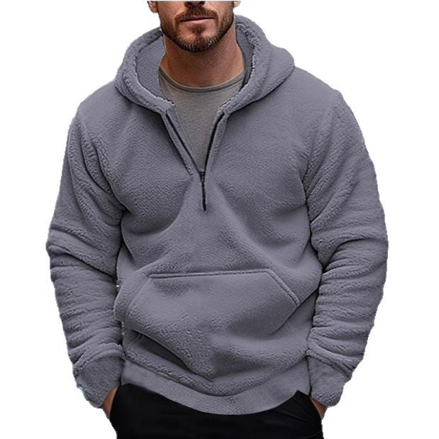 Men's fleece hoodie with deep zipper and practical kangaroo pocket Lisslune