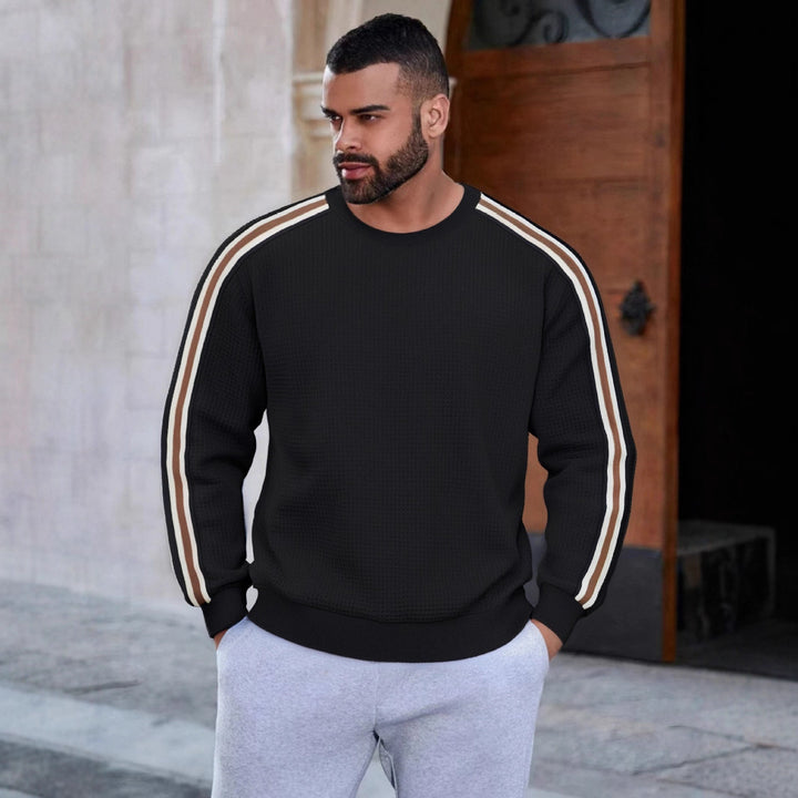 Men's sporty sweatshirt with textured surface and modern stripes Lisslune