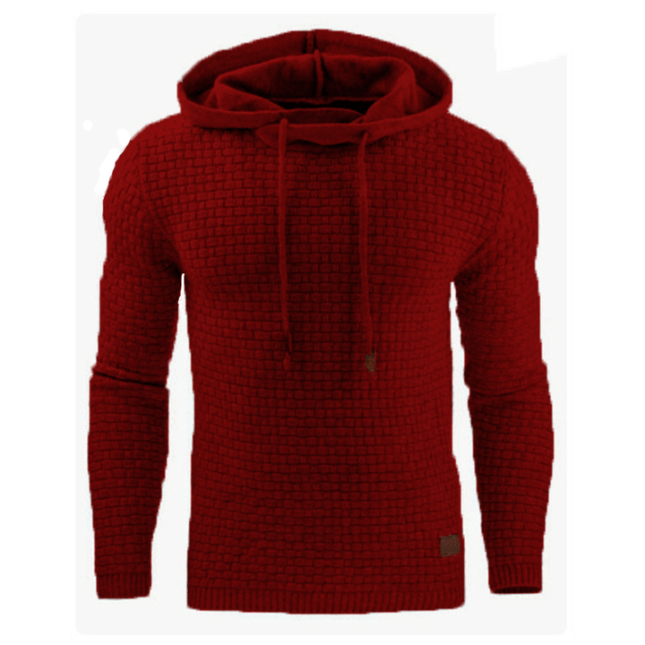Men's knitted sweater with textured surface and integrated hood Lisslune