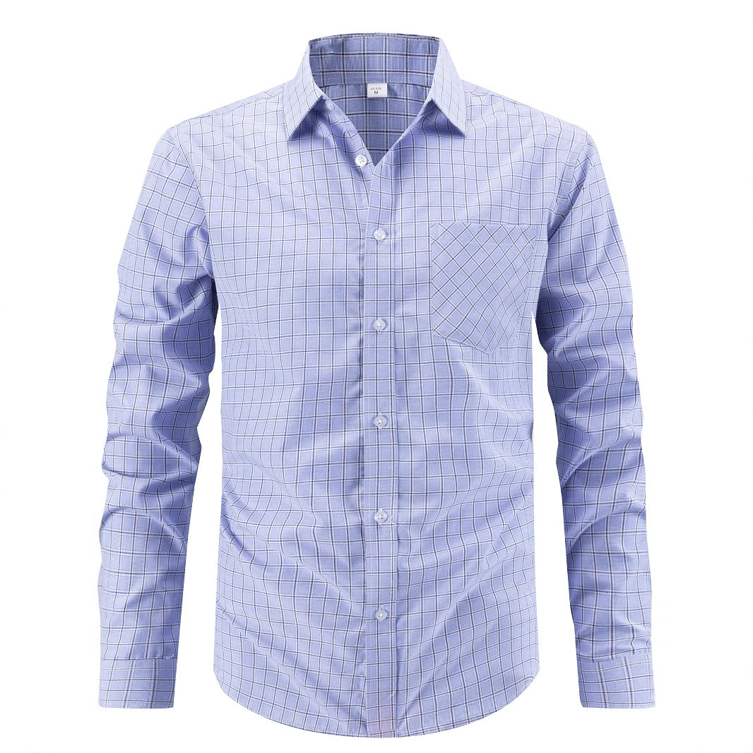 Men's elegant long-sleeve shirt with modern check design Lisslune
