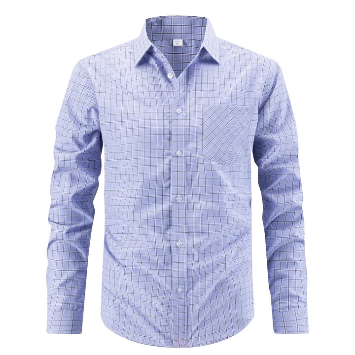 Men's elegant long-sleeve shirt with modern check design Lisslune