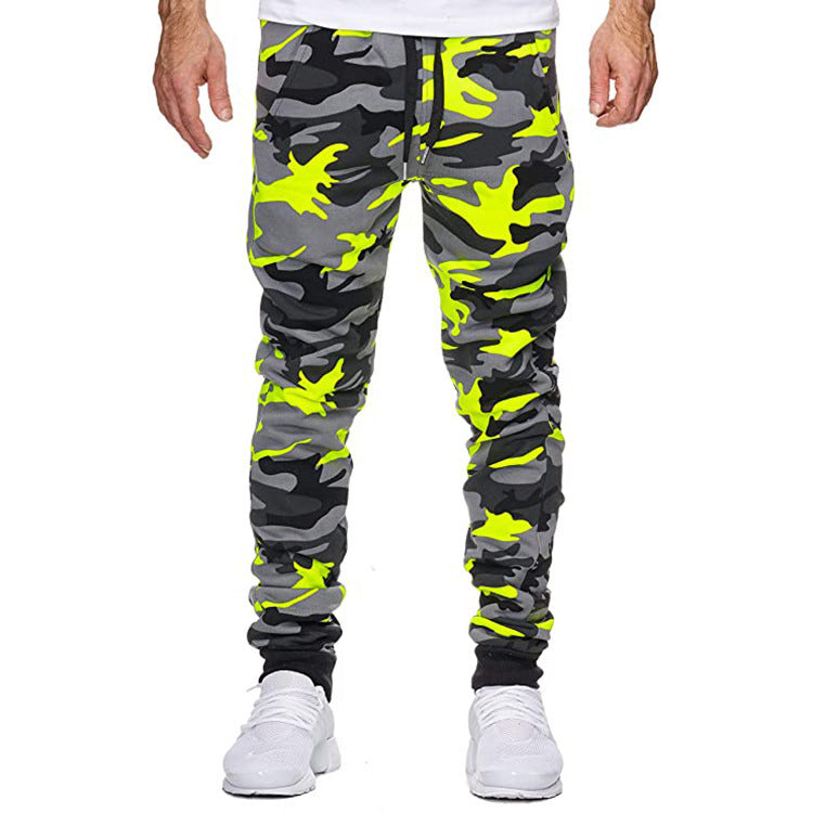 Men's cargo pants with trendy camouflage design and elastic waistband Lisslune