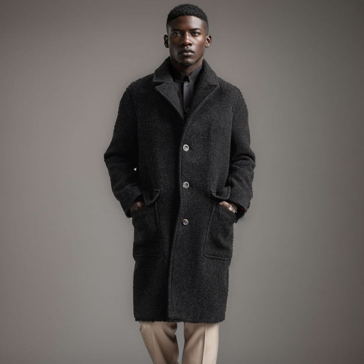 Men's elegant wool coat with double button placket and practical side pockets Lisslune