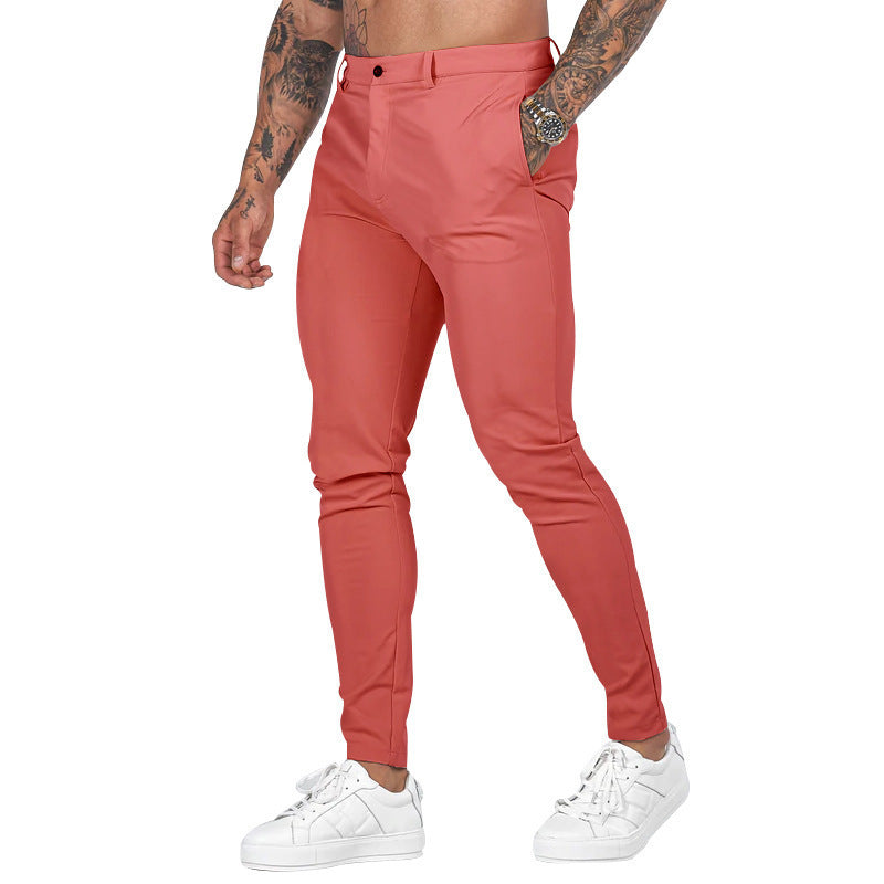 Men's modern Slim-Fit chinos with elastic waistband Lisslune