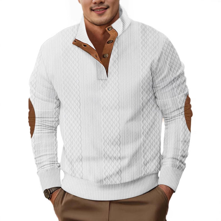 Men's Stylish Sweater with Textured Design and Chester Collar Lisslune