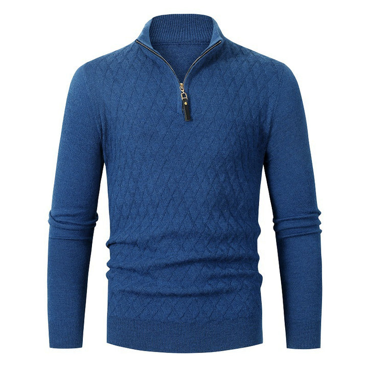 Men's knitted sweater with stand-up collar and zipper Lisslune