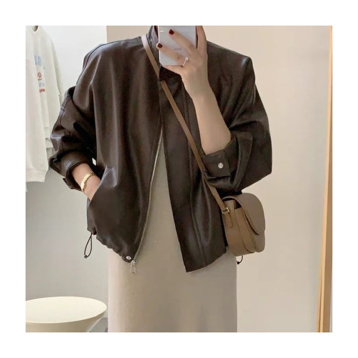 Women's Fashion Bomber Jacket made of high-quality Synthetic Leather Lisslune