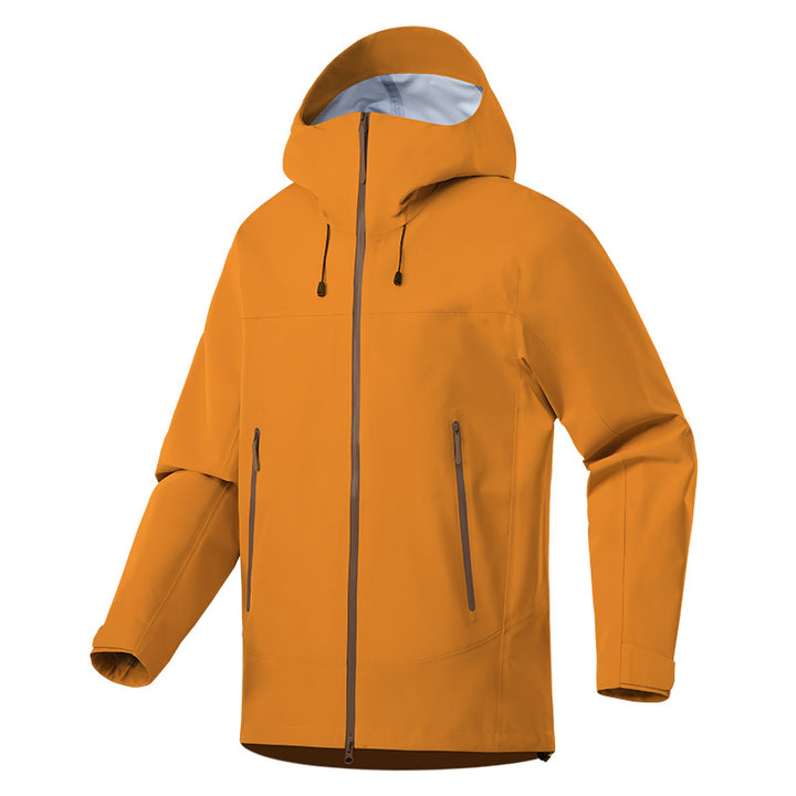 Men's Technical Rain Jacket with Adjustable Hood Collar Lisslune