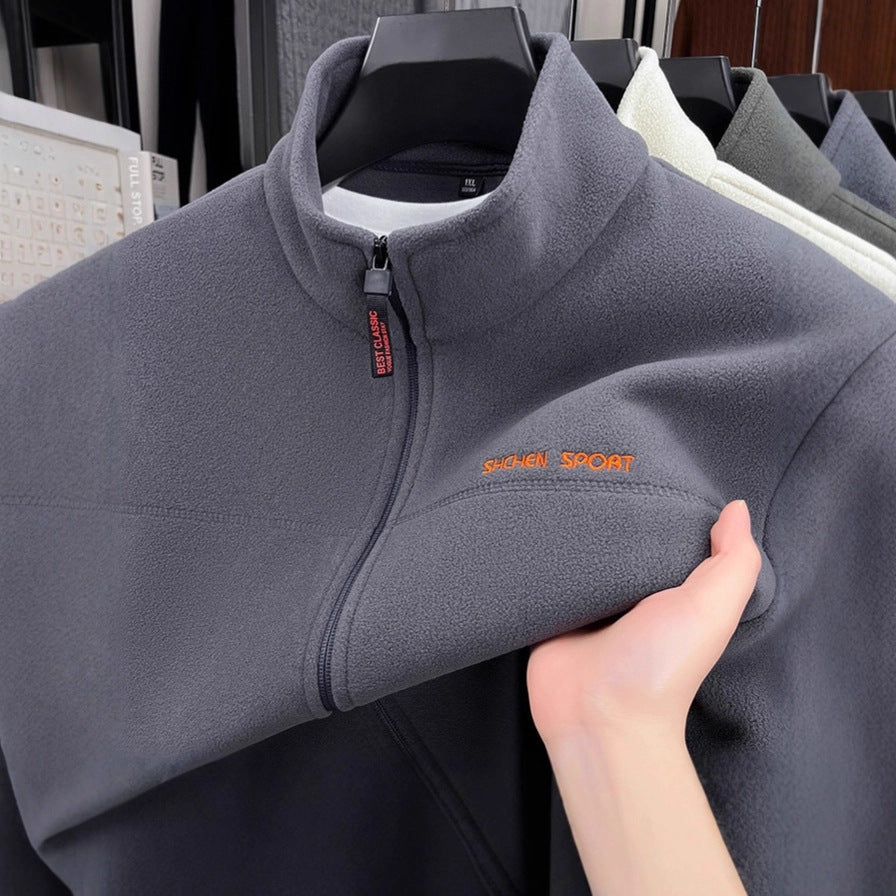 Men's fleece jacket with high collar and full zip Lisslune