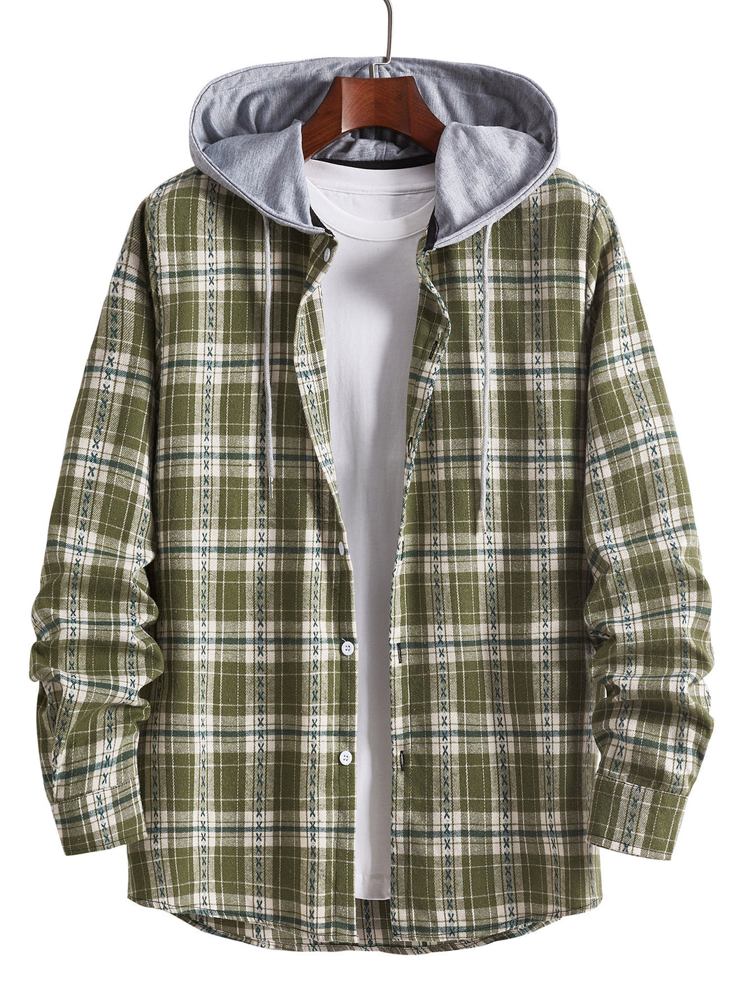 Men's flannel shirts with integrated hood Lisslune