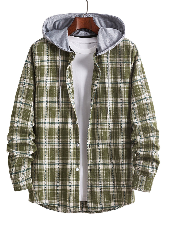 Men's flannel shirts with integrated hood Lisslune