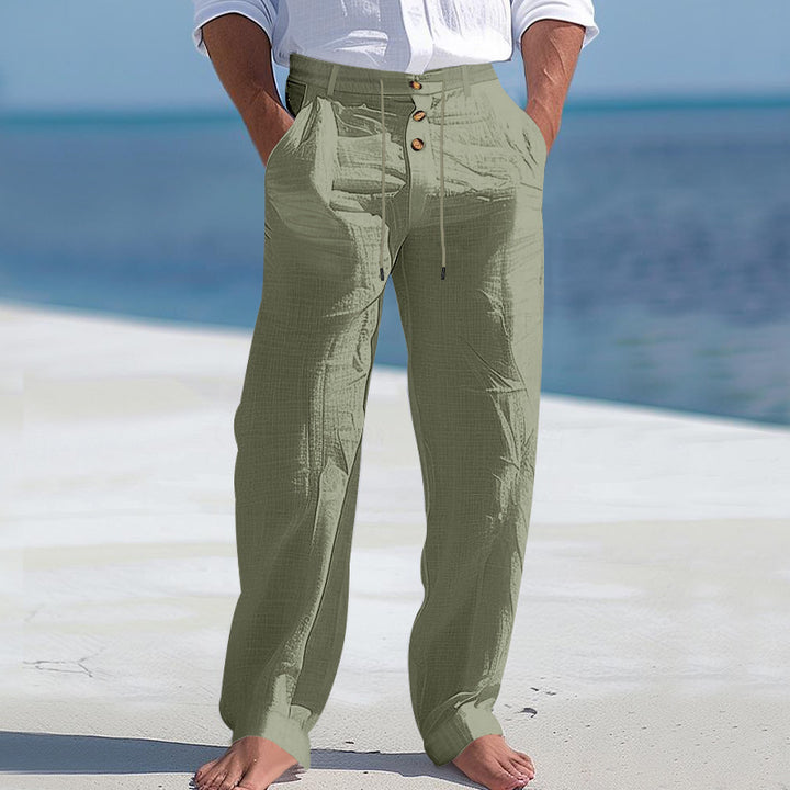 Men's elegant fabric trousers with adjustable drawstring and practical pockets Lisslune