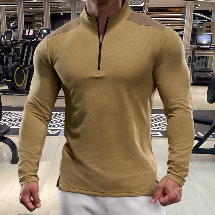 Men's Functional Thermal Long Sleeve Shirt with Zipper Lisslune