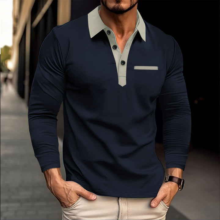 Men's Elegant Long Sleeve Shirt with Stylish Collar and Button Placket Lisslune
