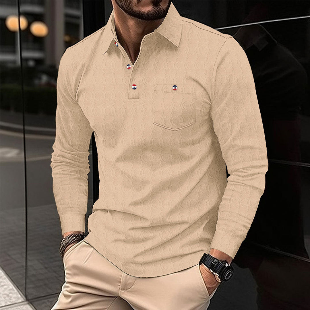 Men's long-sleeve shirt with textured design and stylish accents Lisslune