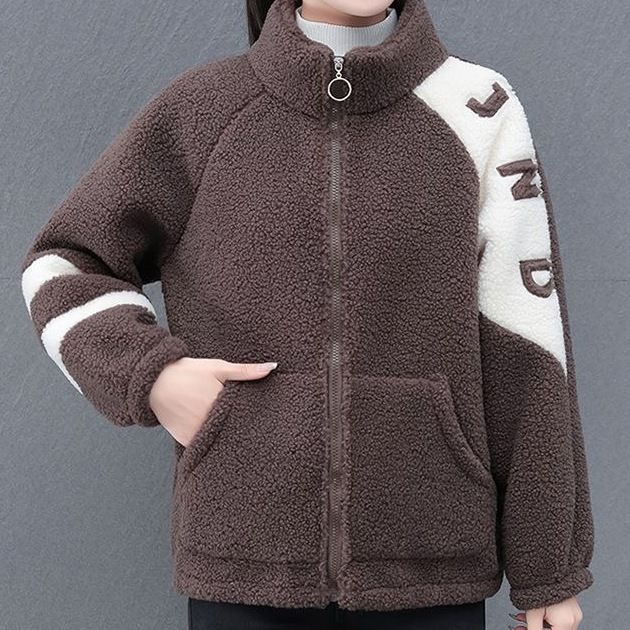 Women's fleece jacket with high collar and side pockets Lisslune