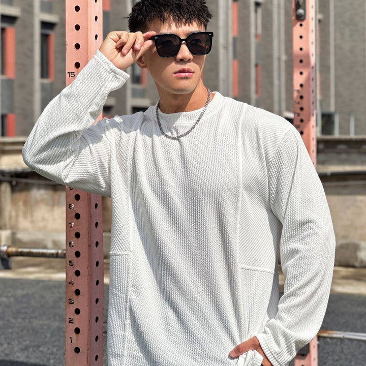 Men's casual sweatshirt made of textured fabric with practical pockets Lisslune