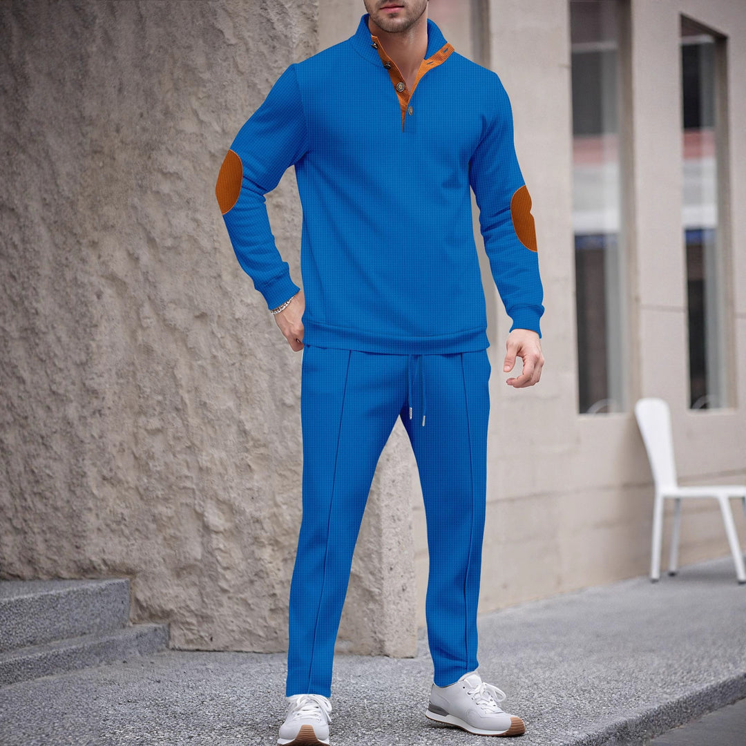 Men's sporty set with modern collar and elegant applications Lisslune