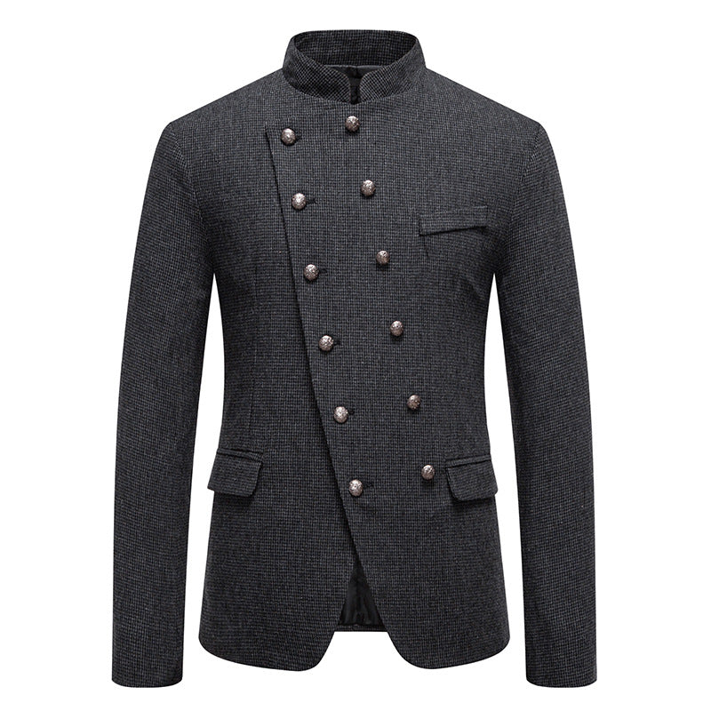 Men's double-breasted blazer with modern check pattern Lisslune