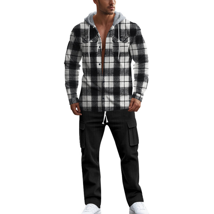 Men's flannel shirts with a hood and two practical chest pockets Lisslune