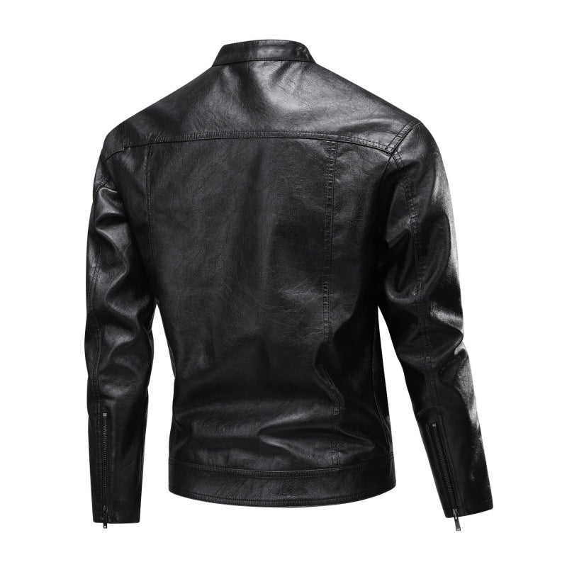 Men's fashionable synthetic leather jacket with practical pockets Lisslune